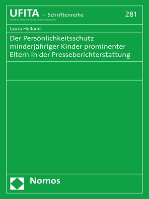 cover image of Der Persönlichkeitsschutz minderjähriger Kinder prominenter Eltern in der Presseberichterstattung